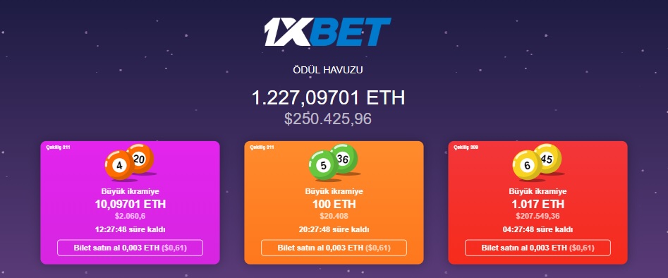 1xbet ethereum ödülleri